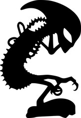 Alien face silhouette design for space exploration and fantasy theme