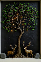 Naklejka premium Deer standing under a tree 