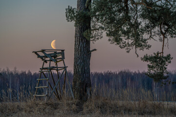 Waning moon in the countryside