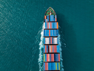 Aerial View of Cargo Ship with Containers