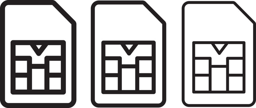 sim card icon thin flat outline style vector sign. mobile, phone, cellular, network, communication, technology, design, graphic, symbol, symbol.