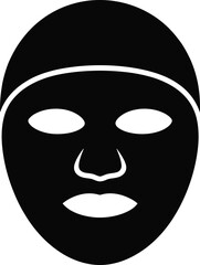 Face mask treatment, silhouette icon for beauty, wellness and spa concept