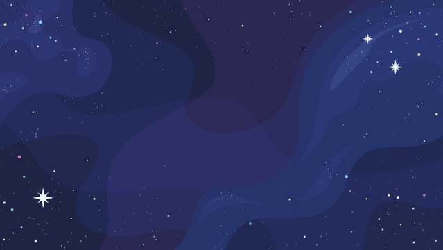 周囲に星を散りばめた宇宙空間をイメージした背景イラスト_16:9