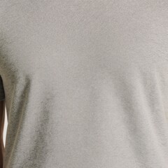 Obraz premium Ok Detailed close-up of light grey fine knit t-shirt with soft cotton blend and subtle waffle pattern