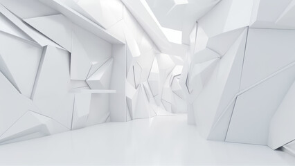 abstract wall polygon blue white geometric structure with triangular shapes 