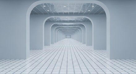 Futuristic portal design, endless repeating pattern with symmetrical tunnel shape, a passageway extending into the