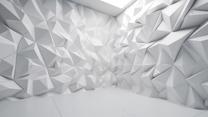 abstract wall polygon blue white geometric structure with triangular shapes 