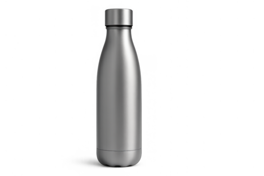 Insulated stainless steel water bottle, a sleek metallic accessory for daily hydration, eco-friendly lifestyle, and portability