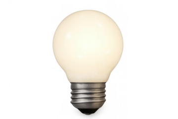 Glowing light bulb representing innovation, creative ideas, bright thinking, energy, and inspiration on transparent background