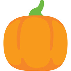 Orange Halloween Pumpkin With Green Stem On Transparent Background Autumn Season