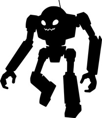 Mechanical robot silhouette vector for sci-fi and innovation design