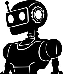 Robot figure silhouette vector for machine and robotics background