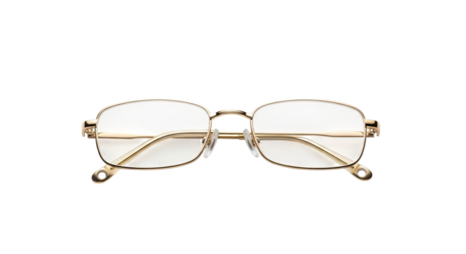Elegant gold rimmed eyeglasses with clear lenses, offering a sophisticated and stylish look for vision correction
