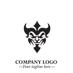 Head of Vampire Logo Symbol in Black on the White Background with Gothic Horror Vector Design