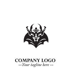 Obraz premium Head of Vampire Logo Symbol in Black on the White Background with Gothic Horror Vector Design