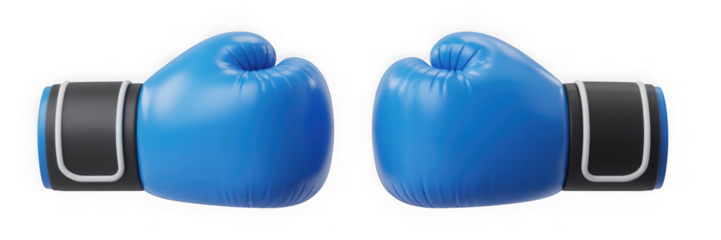 Blue boxing gloves isolated on a clean background, ready for fight isolated on transparent background