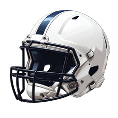 Fototapeta premium White American Football Helmet with Blue Stripe and Black Facemask