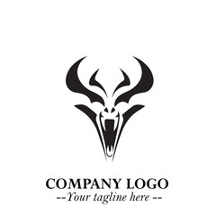 Head of Vampire Logo Symbol in Black on the White Background with Gothic Horror Vector Design