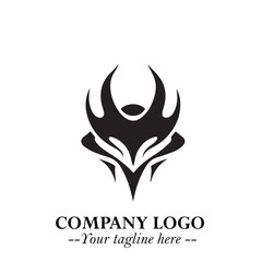 Head of Vampire Logo Symbol in Black on the White Background with Gothic Horror Vector Design