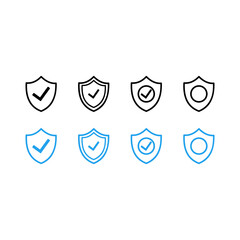 Security shield icon set. Shield check mark symbols. 