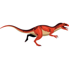 Obraz premium Pixel Art Dinosaur Illustration Vivid Orange and Black Raptor in Motion Transparent Background Prehistoric Creature Art