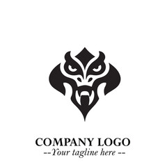 Head of Vampire Logo Symbol in Black on the White Background with Gothic Horror Vector Design