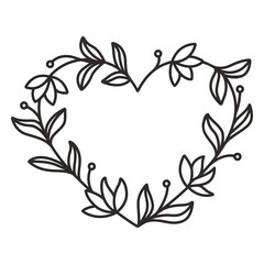 flower wreath thick leaves stroke