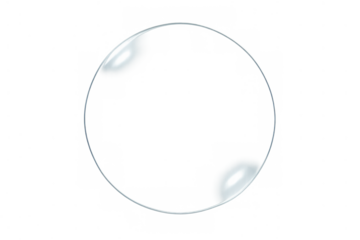 Single clear soap bubble reflecting light and color on transparent background, featuring a glossy wet surface