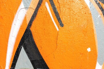 Abstract graffiti texture in bold orange, black, white lines. 90s street art, vibrant, energetic style. Urban decor, murals, creative background, artistic flyer.