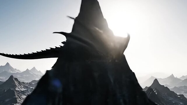 The Last Giant: An Epic Dragon's Serene Flight Through a Hazy Sky
