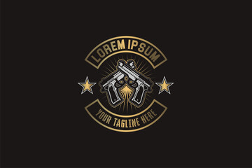 Cross Gun vector image logo design template