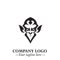 Head of Vampire Logo Symbol in Black on the White Background with Gothic Horror Vector Design