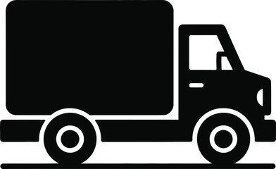 Side view minimalist delivery truck solid icon for transport and logistics
