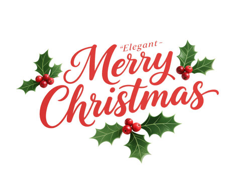 Elegant Merry Christmas: Festive holiday greeting, adorned with holly and berries, embodying the spirit of yuletide joy and seasonal cheer.