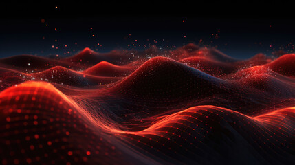 Glowing Red Data Waves – Futuristic AI Technology