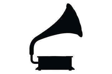 gramophone silhouette vector, vintage black gramophone
