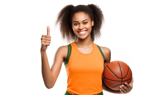 Young african american woman basketball portrait holding. - Powered by Adobe