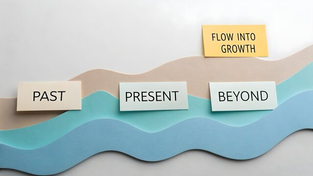 Abstract layered paper waves depicting past present and future