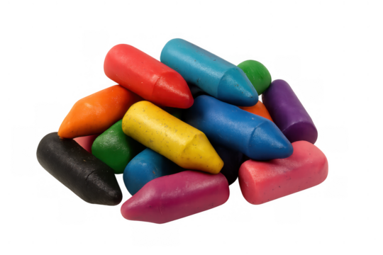 Colorful children's wax crayons creating imaginative art and creative designs, school supplies for drawing