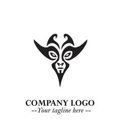 Head of Vampire Logo Symbol in Black on the White Background with Gothic Horror Vector Design