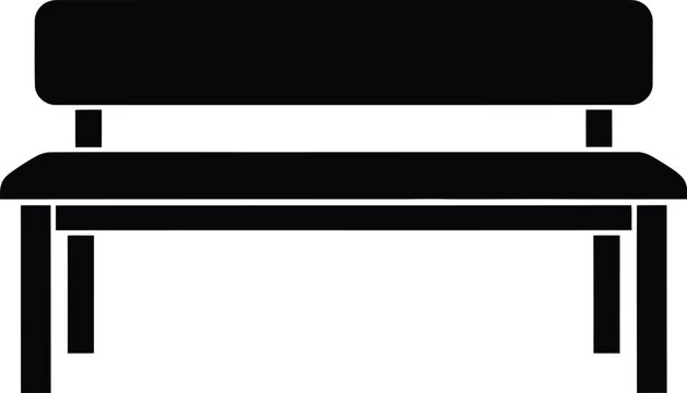 Simple black silhouette of a modern bench with a backrest