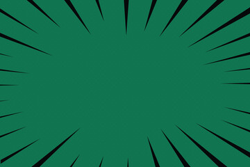 Obraz premium Pop art comics book cartoon magazine cover, Abstract green color rays background