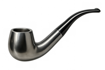 Metal smoking pipe, an antique object portraying vintage traditions and classic detective themes on transparent background