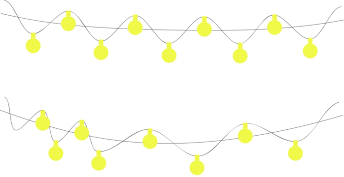 Bright yellow decorative string lights for festive holiday and party designs isolated on transparent background - Powered by Adobe