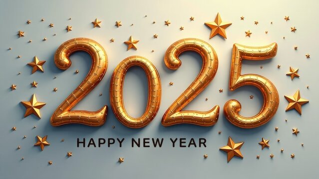 A festive New Year decoration made from gold balloons, perfect for parties and celebrations