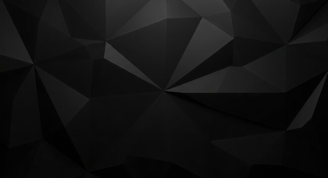 Striking dark black background geometric abstract background with sharp facets and deep shadows, perfect for modern design and sophisticated branding