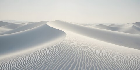 Serene White Sand Dunes Under Soft Sunlight in Desert Landscape