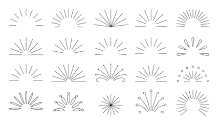 Collection of abstract sunburst and radiating line graphic elements on black sun rays radiating lines Premium PNG Icon Set – Flat, Minimal & Transparent Icons for Any Project