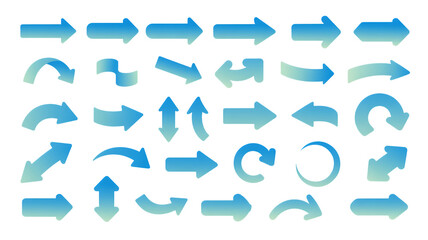 Collection of blue gradient arrows pointing in various directions on black background pointer Premium PNG Icon Set – Flat, Minimal & Transparent Icons for Any Project