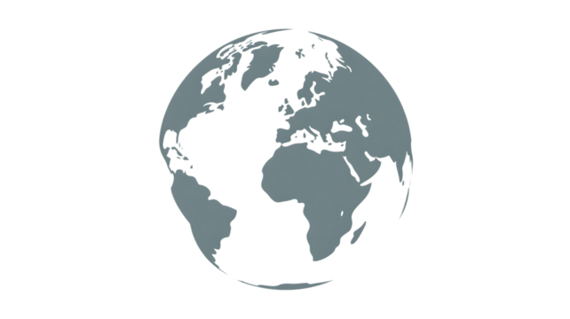 Stylized grey outline of the Earth globe on a black background world planet Premium PNG Icon Set – Flat, Minimal & Transparent Icons for Any Project